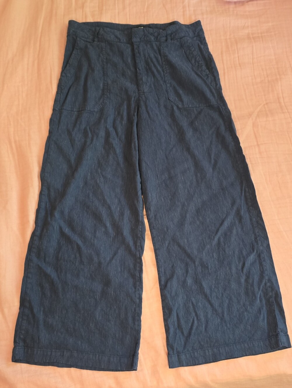 Kut Wide-Leg Linen Pants in Dark Blue